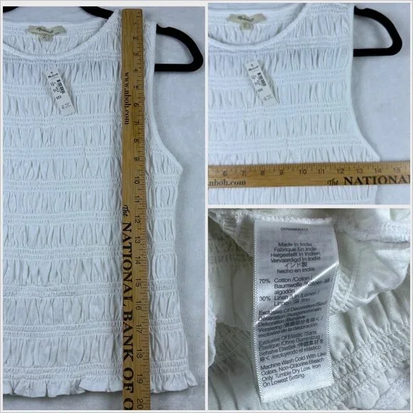 Madewell Womens Smocked Boatneck Tank Size XS Casual Chic Wear NWT - Picture 7 of 8